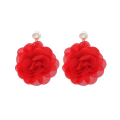 Multi-Layered Three-Dimensional Chiffon Earrings Summer Fashionable Earrings for Women Cross-Border Supply