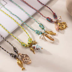 Handmade colorful rope stainless steel charms bracelet friendship bracelet beach jewelry