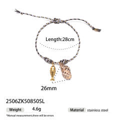 Handmade colorful rope stainless steel charms bracelet friendship bracelet beach jewelry