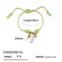Handmade colorful rope stainless steel charms bracelet friendship bracelet beach jewelry