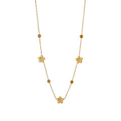 Dainty colorful cubic zircon five petal flower stainless steel necklace
