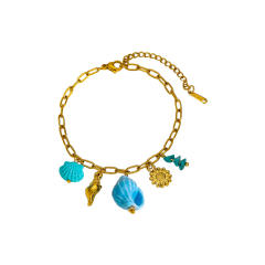 Best-Selling Bracelet Marine Life Series Conch Starfish Shell charm Gold-Plated stainless steel Bracelet