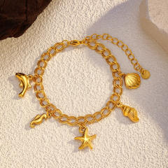 Best-Selling Bracelet Marine Life Series Conch Starfish Shell charm Gold-Plated stainless steel Bracelet