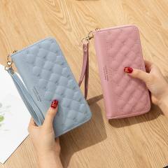 Long wallet pu embroidery thread ladies hand wallet multi-card mobile phone bag wallet
