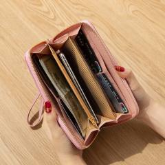 Long wallet pu embroidery thread ladies hand wallet multi-card mobile phone bag wallet