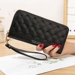 Long wallet pu embroidery thread ladies hand wallet multi-card mobile phone bag wallet