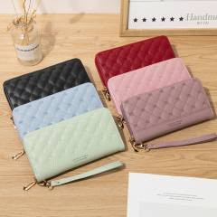Long wallet pu embroidery thread ladies hand wallet multi-card mobile phone bag wallet