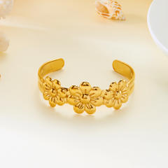 Summer popualr flower wave starfish stainless steel cuff bangle bracelet arm bangle