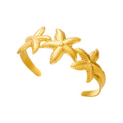 Summer popualr flower wave starfish stainless steel cuff bangle bracelet arm bangle