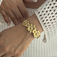 Summer popualr flower wave starfish stainless steel cuff bangle bracelet arm bangle
