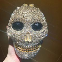 Diamond skull evening bag storage bag Halloween metal three-dimensional bag women's clutch