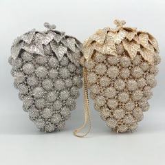 Foreign Trade New Style Grape Diamond-encrusted Banquet Bag Hollow Metal Full Diamond clutch bag