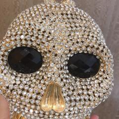 Diamond skull evening bag storage bag Halloween metal three-dimensional bag women's clutch