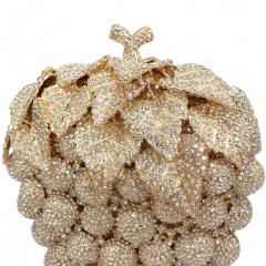 Foreign Trade New Style Grape Diamond-encrusted Banquet Bag Hollow Metal Full Diamond clutch bag