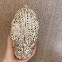 Diamond skull evening bag storage bag Halloween metal three-dimensional bag women's clutch