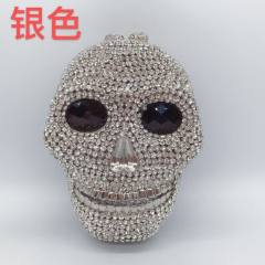 Diamond skull evening bag storage bag Halloween metal three-dimensional bag women's clutch