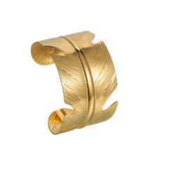 Exaggerated Wide Feather Opening Bracelet Women's Stainless Steel leaf bangle bracelet