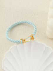 Hot-Selling Leather Rope Leather Braided Bracelet stainless Steel Horseshoe Magnet Buckle Bracelet bangle