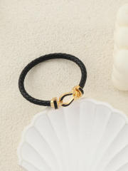 Hot-Selling Leather Rope Leather Braided Bracelet stainless Steel Horseshoe Magnet Buckle Bracelet bangle