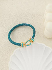 Hot-Selling Leather Rope Leather Braided Bracelet stainless Steel Horseshoe Magnet Buckle Bracelet bangle