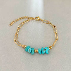 Boho turquoise stone cross starfish turtle stainless steel bracelet beach jewelry