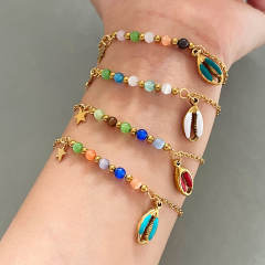 2025 Original Cat's Eye Stone enamel Shell Bracelet Fashionable Stainless Steel Bracelet