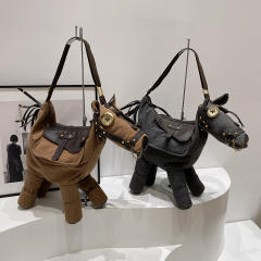 2025 Fashion Large Capacity Canvas Bag funny horse shape One-Shoulder Cross-Body bag