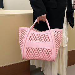 PVC Plastic Jelly Bag 2025 Summer Hollow Beach Bag Large Capacity Women's Hand Vegetable Basket