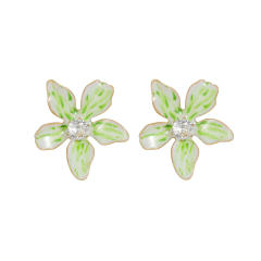 Simple Flower Diamond Earrings Summer Girls Stainless Steel Earrings