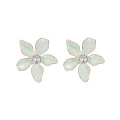 Simple Flower Diamond Earrings Summer Girls Stainless Steel Earrings