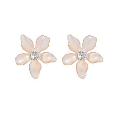 Simple Flower Diamond Earrings Summer Girls Stainless Steel Earrings