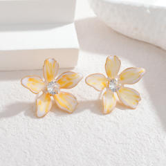 Simple Flower Diamond Earrings Summer Girls Stainless Steel Earrings
