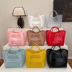 PVC Plastic Jelly Bag 2025 Summer Hollow Beach Bag Large Capacity Women's Hand Vegetable Basket