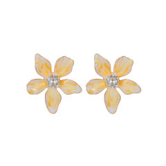 Simple Flower Diamond Earrings Summer Girls Stainless Steel Earrings