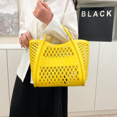PVC Plastic Jelly Bag 2025 Summer Hollow Beach Bag Large Capacity Women's Hand Vegetable Basket