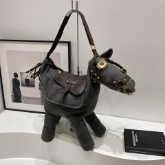 2025 Fashion Large Capacity Canvas Bag funny horse shape One-Shoulder Cross-Body bag