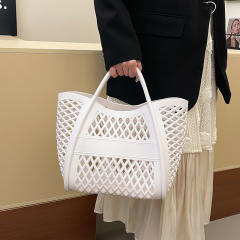 PVC Plastic Jelly Bag 2025 Summer Hollow Beach Bag Large Capacity Women's Hand Vegetable Basket