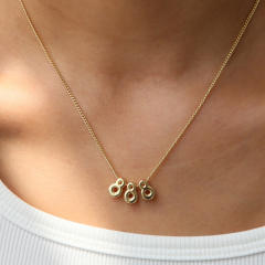Hot-Selling 18K Gold-Plated copper High-Polish Lucky Number Angel Number Pendant Necklace