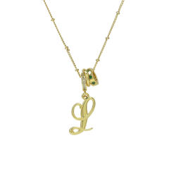 18K Gold Electroplated High-Polish Cursive Handwriting 26 English Letter Initial letter Pendant Necklace