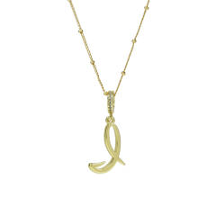 18K Gold Electroplated High-Polished Cursive 26 English Letters initial letter Pendant Necklace
