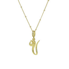 18K Gold Electroplated High-Polished Cursive 26 English Letters initial letter Pendant Necklace