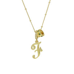 18K Gold Electroplated High-Polish Cursive Handwriting 26 English Letter Initial letter Pendant Necklace