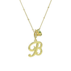 18K Gold Electroplated High-Polish Cursive Handwriting 26 English Letter Initial letter Pendant Necklace