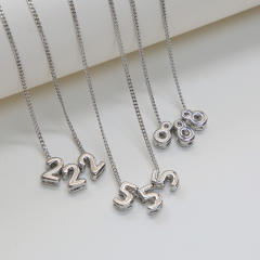 Hot-Selling 18K Gold-Plated copper High-Polish Lucky Number Angel Number Pendant Necklace