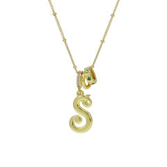 18K Gold Electroplated High-Polish Cursive Handwriting 26 English Letter Initial letter Pendant Necklace