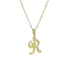 18K Gold Electroplated High-Polished Cursive 26 English Letters initial letter Pendant Necklace