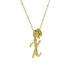 18K Gold Electroplated High-Polish Cursive Handwriting 26 English Letter Initial letter Pendant Necklace