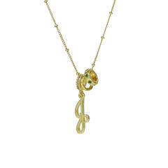 18K Gold Electroplated High-Polish Cursive Handwriting 26 English Letter Initial letter Pendant Necklace