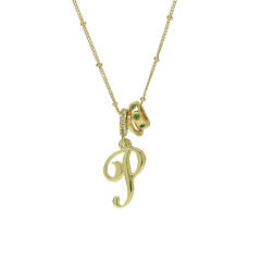 18K Gold Electroplated High-Polish Cursive Handwriting 26 English Letter Initial letter Pendant Necklace