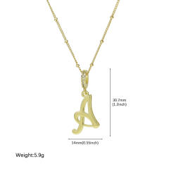 18K Gold Electroplated High-Polished Cursive 26 English Letters initial letter Pendant Necklace